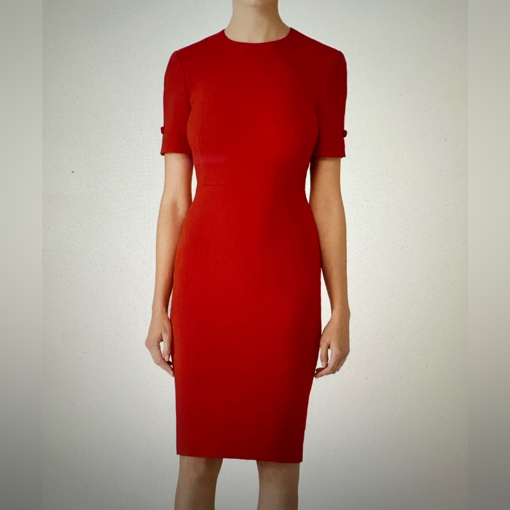 LK Bennett Red Short Sleeve Sheath Dress